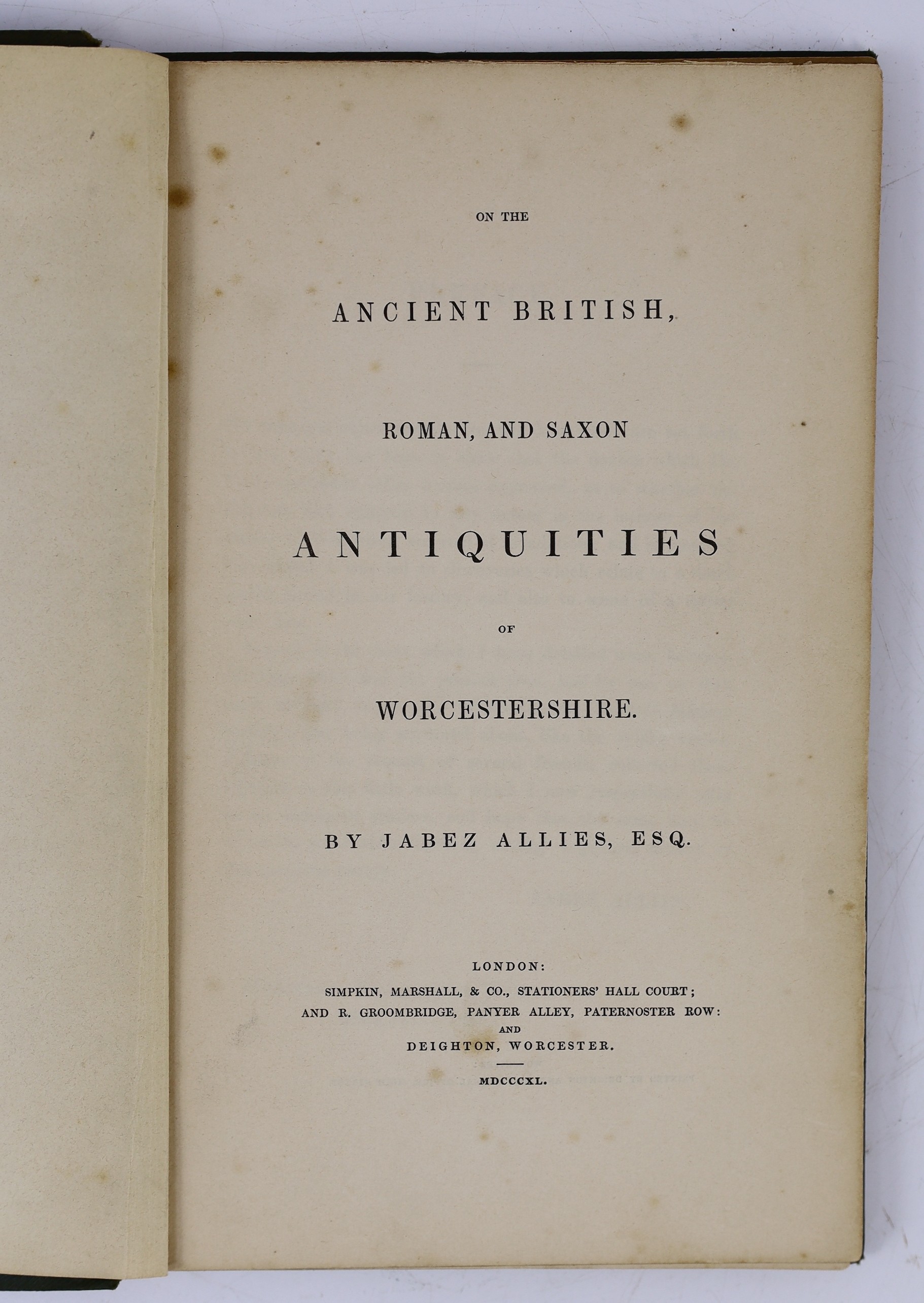 WORCS: (W.R.) A Concise History of Worcester ... and a Copy of the Charters of James I ... frontis. and 2 plans; original marbled boards and grey paper spine with label, uncut. Worcester, 1808; Another Copy - new edition